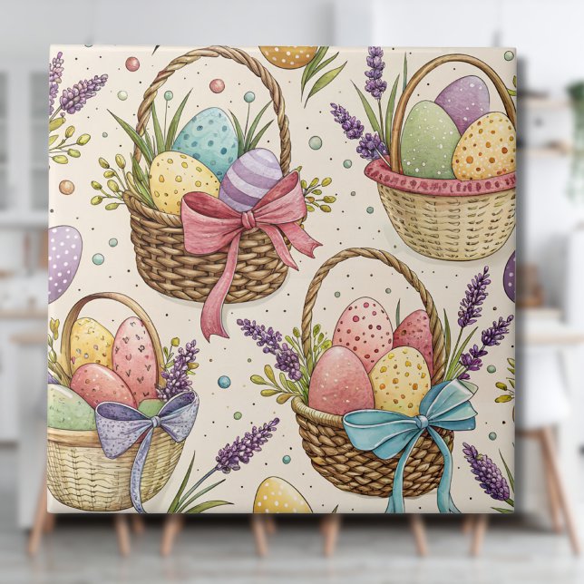 Wicker Basket Easter Eggs with Lavender Tile (Creator Uploaded)