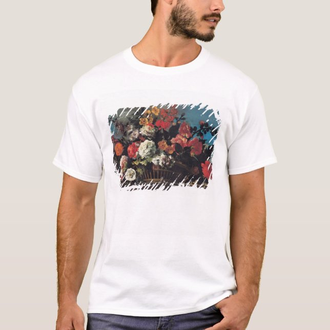 Wicker Basket of Flowers T-Shirt (Front)