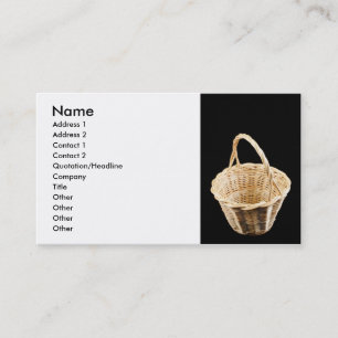 Wicker basket on black background business card