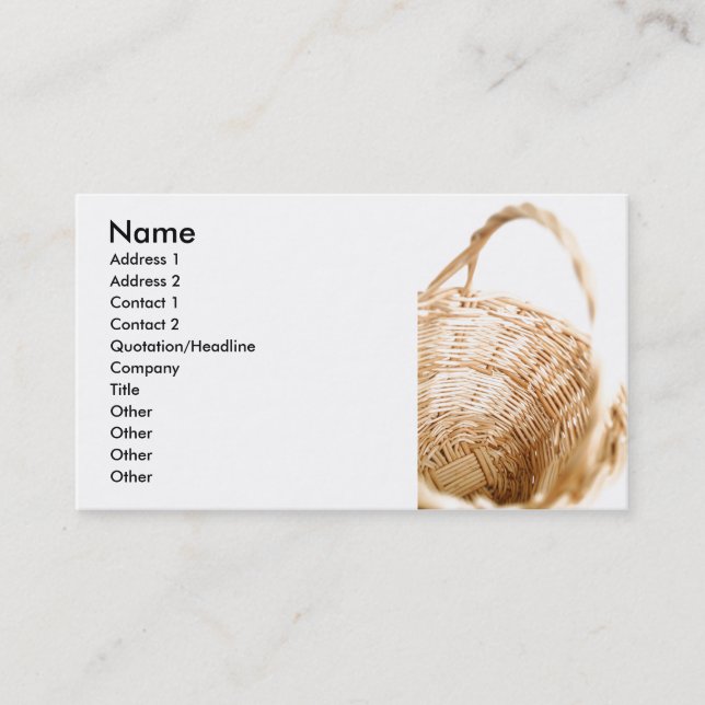 Wicker basket on white background business card (Front)