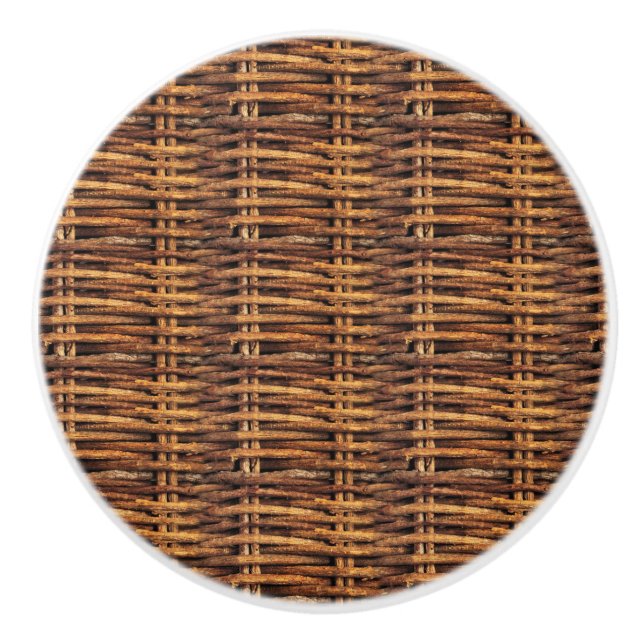 Wicker Basket Pattern Ceramic Knob (Front)