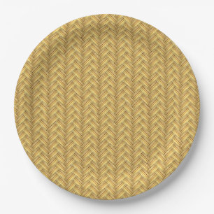 Wicker Basket Weave Seamless Paper Plate