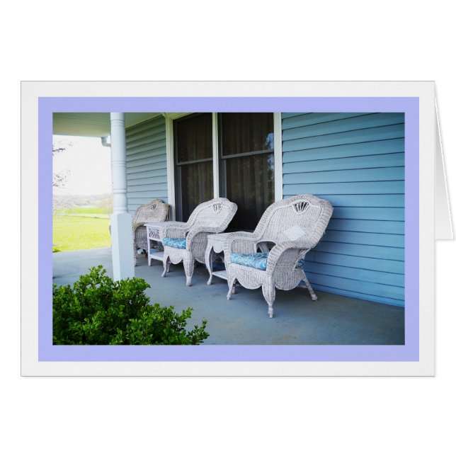 Wicker Chairs on a Porch blank card (Front Horizontal)
