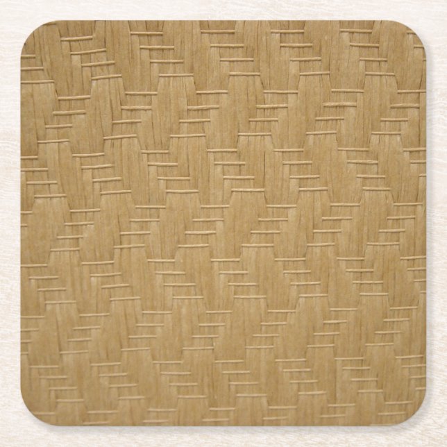 WICKER PATTERN SQUARE PAPER COASTER (Front)