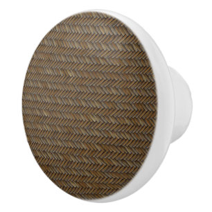 Wicker Rattan Boho Chocolate brown Ceramic Knob