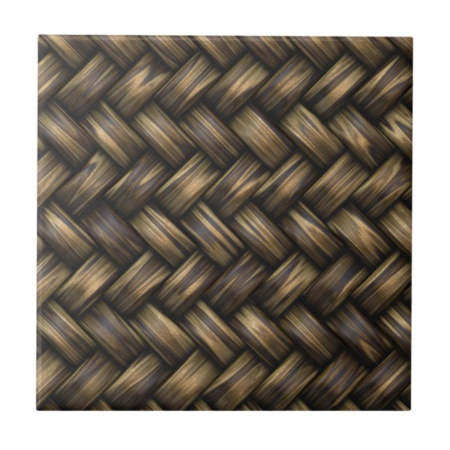 Wicker Rattan Weave Woven Pattern Basket Tile (Front)