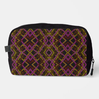 Wicker Weave Pink Yellow on Black Pattern Dopp Kit