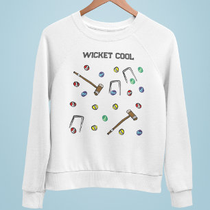 Wicket Cool Whimsical Hand-Illustrated Croquet Sweatshirt