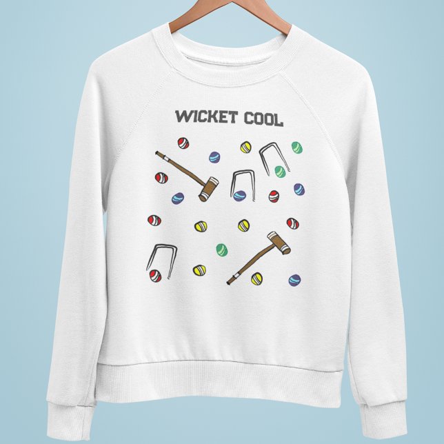 Wicket Cool Whimsical Hand-Illustrated Croquet Sweatshirt (This croquet-themed men's sweatshirt is wicket cool!

 )