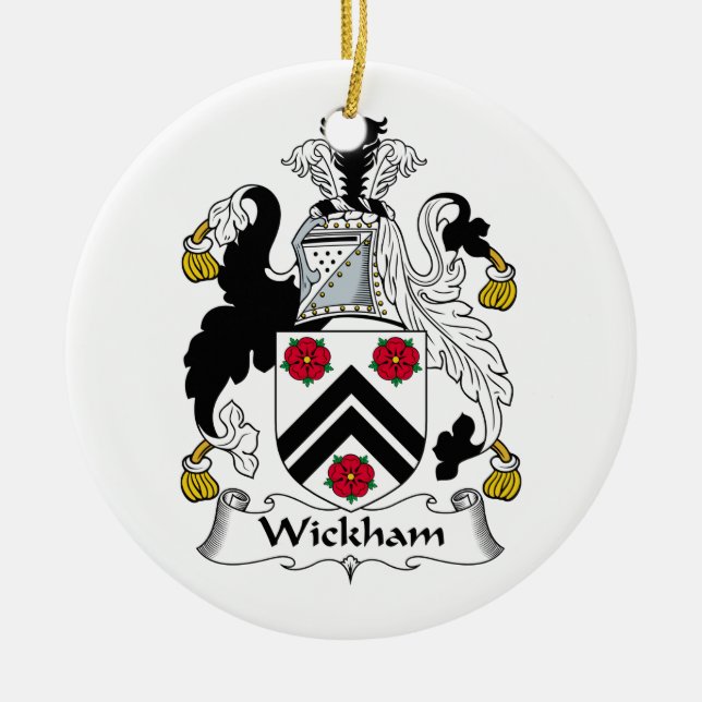 Wickham Family Crest Ceramic Tree Decoration (Front)