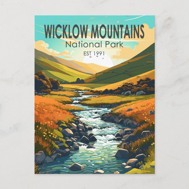 Wicklow Mountains National Park Ireland River Art Postcard (Front)