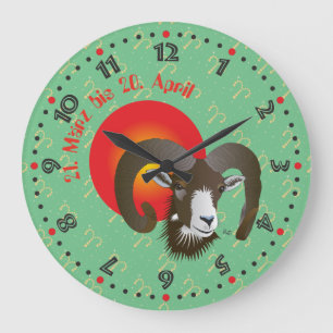 Widder 21. März bis 20. April Uhr Large Clock