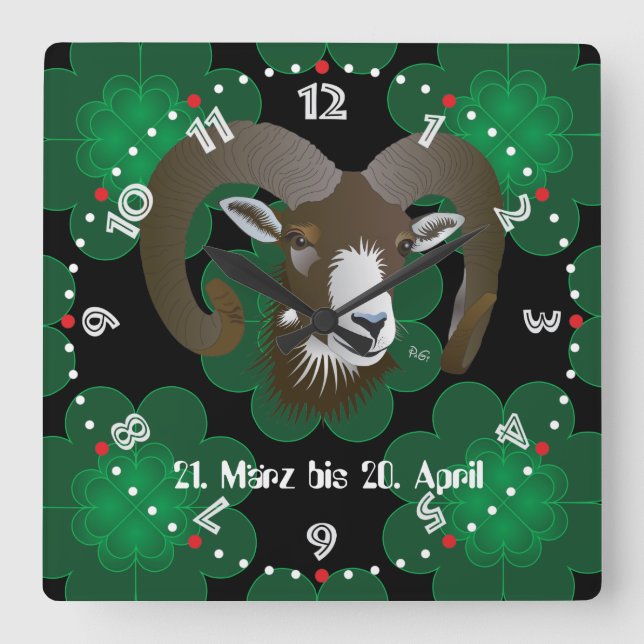 Widder 21. März bis 20. April Uhr Square Wall Clock (Front)