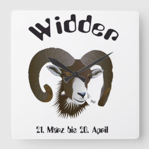 Widder - Sternzeichen Uhr Square Wall Clock
