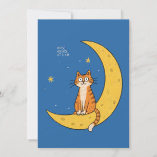 Wide Awake At 3 AM Funny Cat Moon Graphic Gift