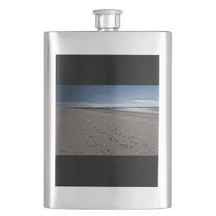 Wide beach at the North Sea Hip Flask
