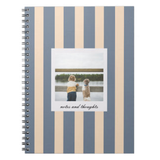 Wide Blue stripes custom photo and text Notebook