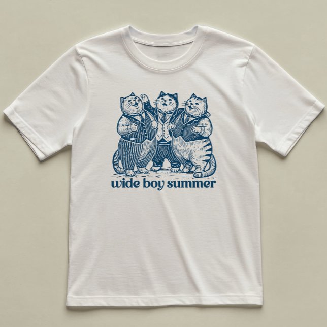 Wide Boy Summer Funny Chunky Cat Mens Illustrated T-Shirt (Creator Uploaded)