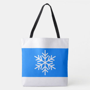 Wide Bright Alpine Blue White Stripes Snowflake Tote Bag
