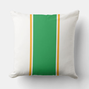 Wide Bright Green Yellow Racing Stripes On White Cushion