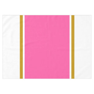 Wide Bright Pink Brown White 70s Racing Stripes  Tablecloth