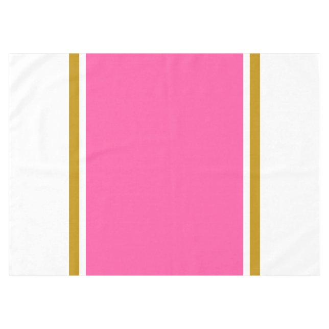 Wide Bright Pink Brown White 70s Racing Stripes  Tablecloth (Front (Horizontal))