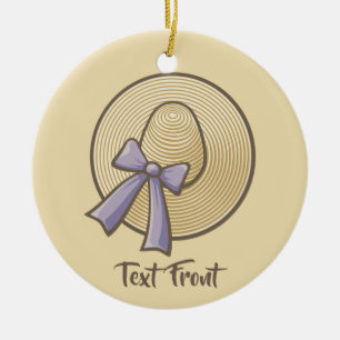 Wide Brimmed Hat Beige Ceramic Tree Decoration