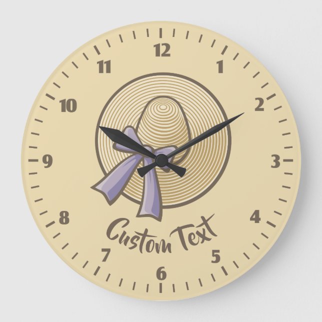 Wide Brimmed Hat Beige Large Clock (Front)