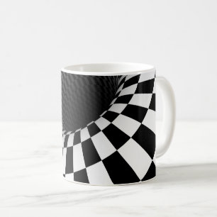 WIDE CHEQUERED VORTEX Optical Illusion Coffee Mug