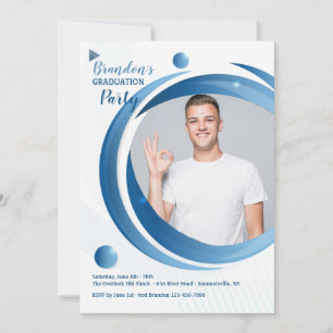 Wide Circle Graduation Party Photo Invitation