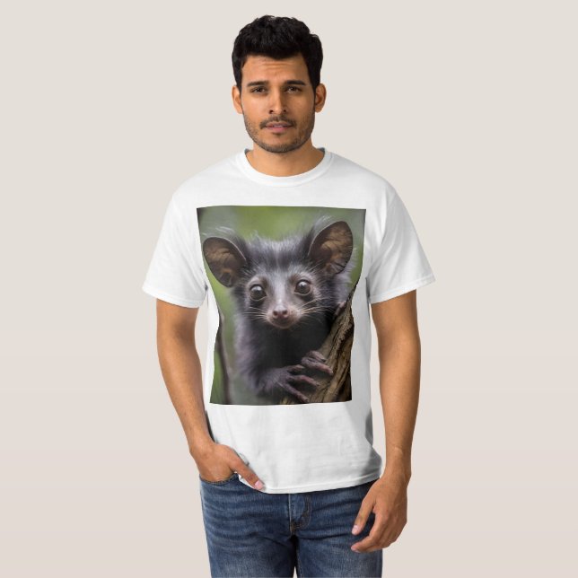 "Wide-Eyed Aye-Aye in a Tree" T-Shirt (Front Full)
