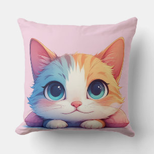 Wide Eyed Kitten Relaxing On Pillow For Cosy Space