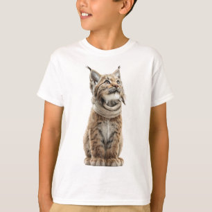 Wide Eyed Lynx Kitten Scarf Kids T-Shirt
