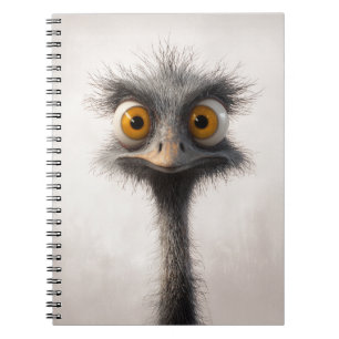 Wide-Eyed Ostrich Cartoon Portrait Notebook