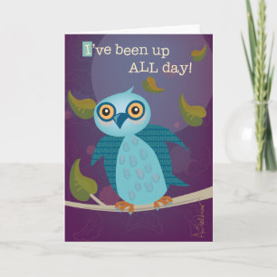 Wide-Eyed Owl in Moonlight Greeting Card