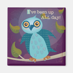 Wide-Eyed Owl in Moonlight Magnet