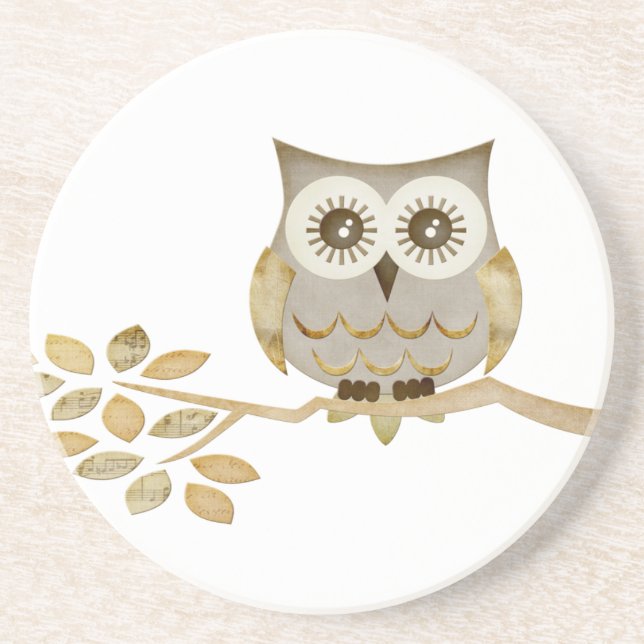Wide Eyes Owl in Tree Coaster (Front)