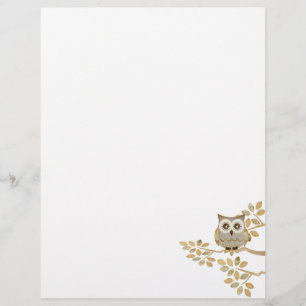 Wide Eyes Owl in Tree Letterhead