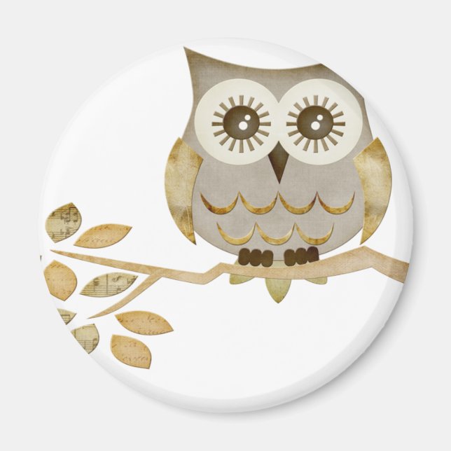 Wide Eyes Owl in Tree Magnet (Front)