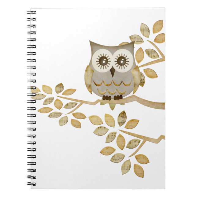 Wide Eyes Owl in Tree Notebook (Front)