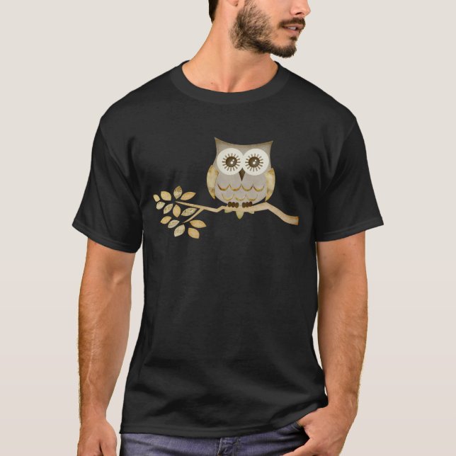 Wide Eyes Owl in Tree T-Shirt (Front)