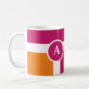 Wide Feminine Stripes with Simple Monogram Coffee Mug