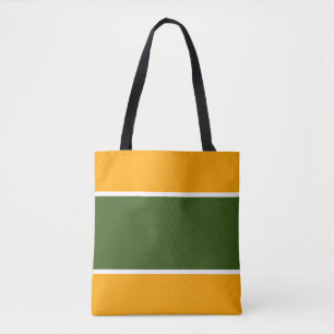 Wide Forest Green White Stripes On Bold Yellow Tote Bag