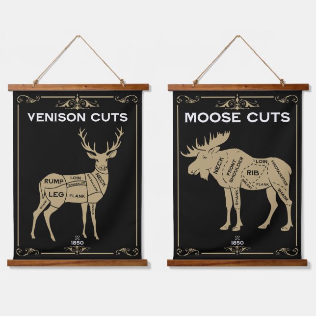 Wide Game Butcher Meat Cut Hanging Tapestry (Double)