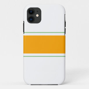 Wide Golden Yellow Sage Racing Stripes On White Case-Mate iPhone Case