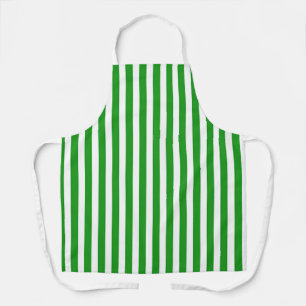 Wide Green White Stripes Apron