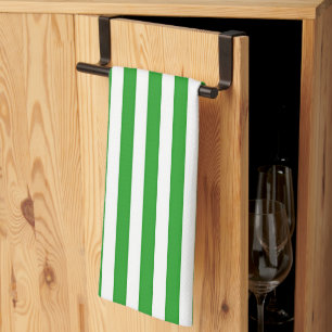 Wide Green White Stripes Tea Towel