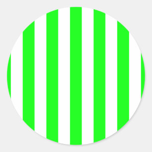 Wide Lime Stripes Classic Round Sticker
