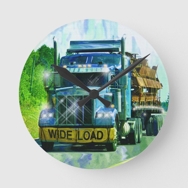 WIDE LOAD Freight Truck Haulage Trucker Wall Clock (Front)