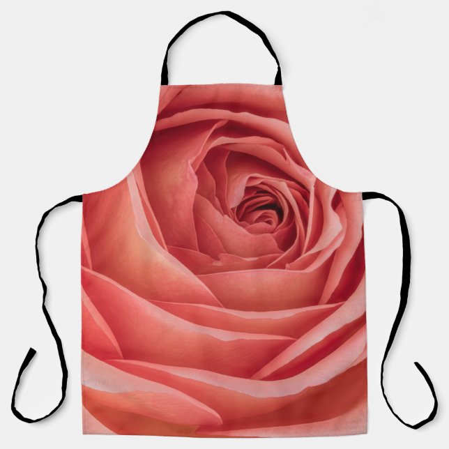wide open orange pink rose blossom inner heart mac apron (Front)